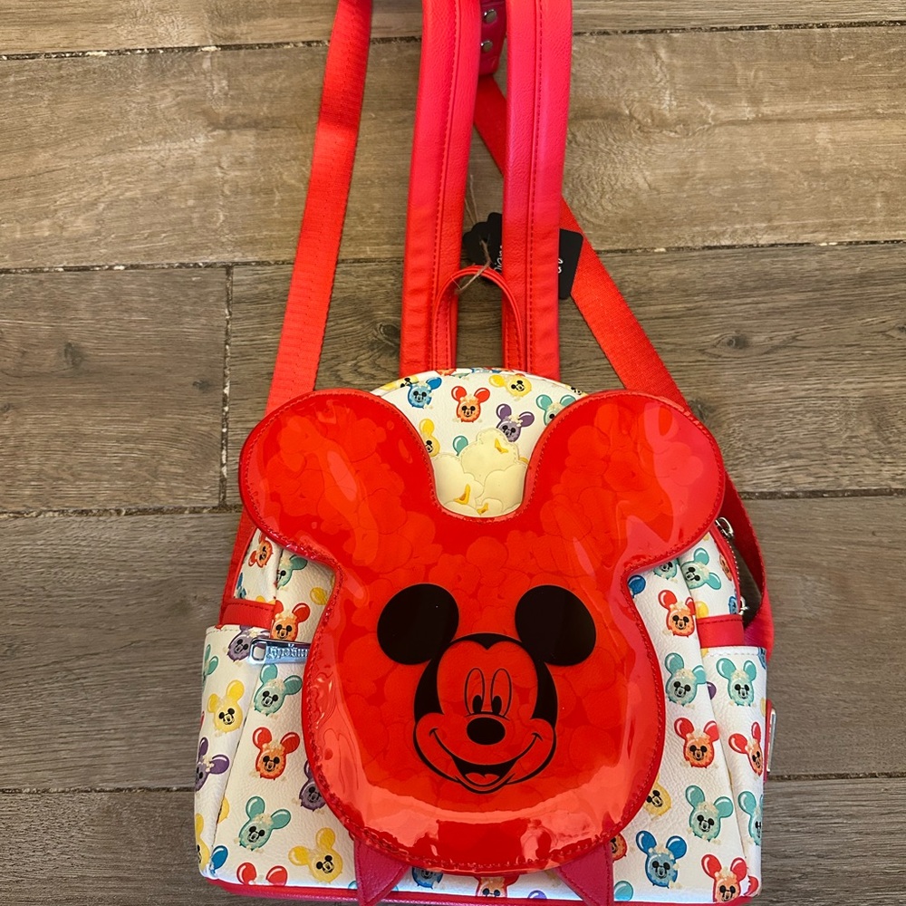 Loungefly Red and Multicolor Mickey Mouse Backpack